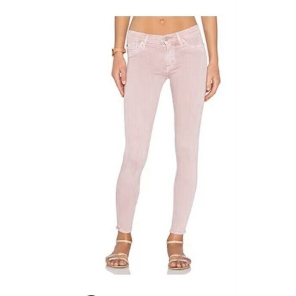 Hudson Womens‎ Nico Mid-Rise Super Skinny Jean in Pink Size 26